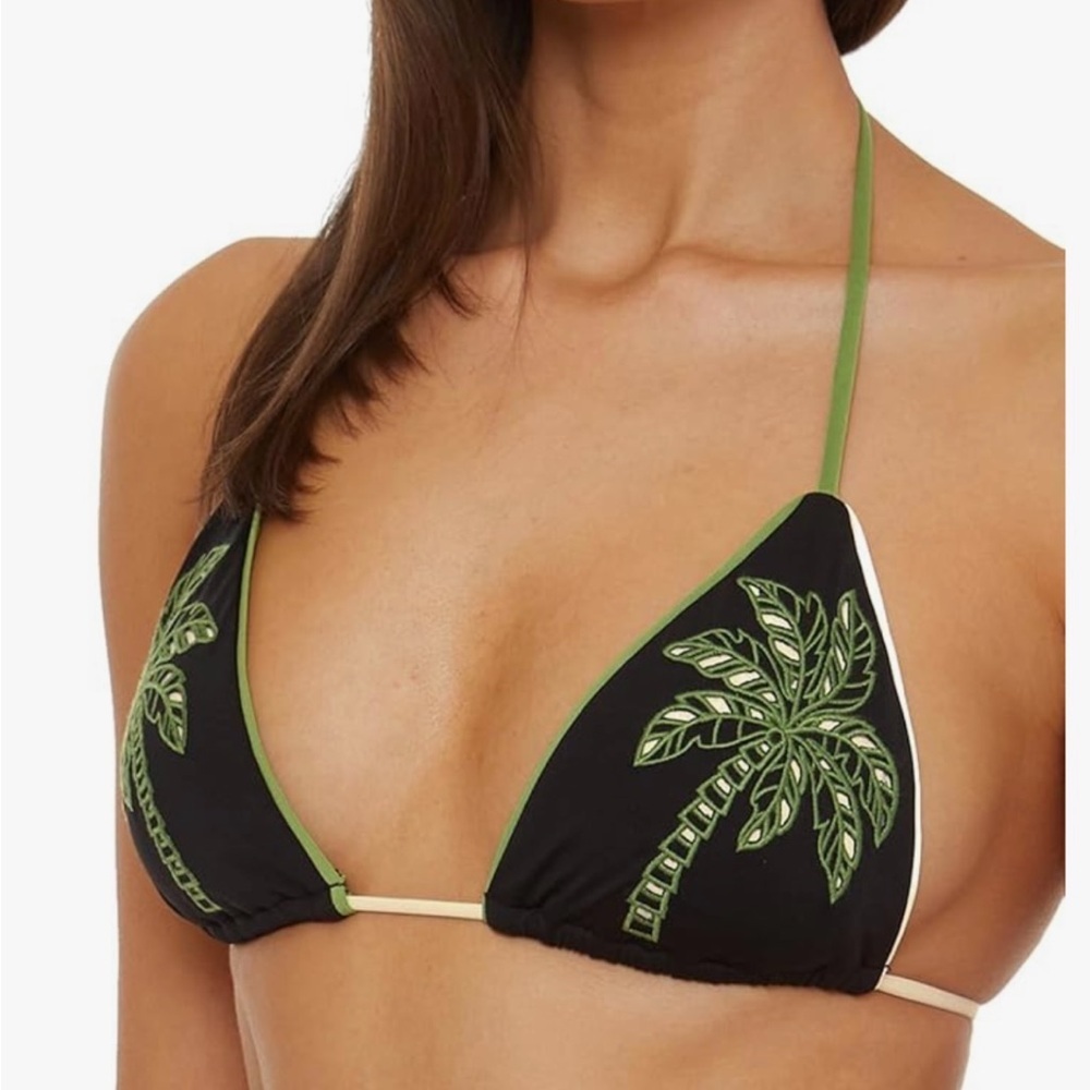LARGE NWT ISABELLA ROSE Tropical Palm Green & Black Embroidered Reversible Swim - Picture 9 of 10